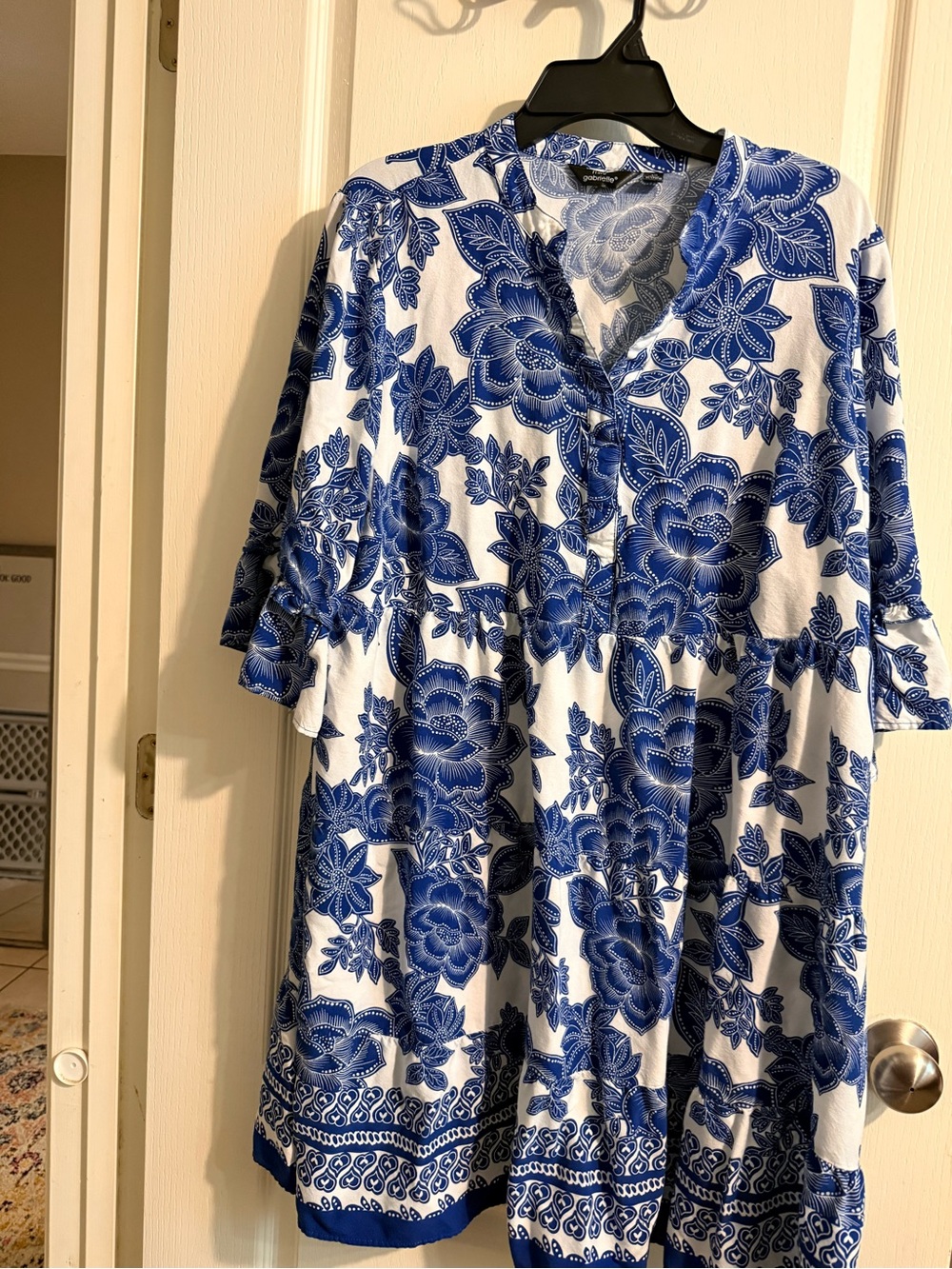 Blue Floral Button-Front Women’s Dress